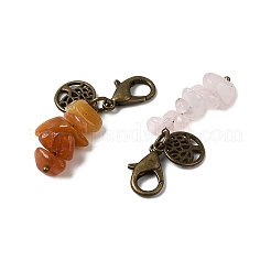 Decoraciones colgantes con chips de piedras preciosas mixtas sintéticas y naturales.&nbsp;HJEW-JM01665-02
