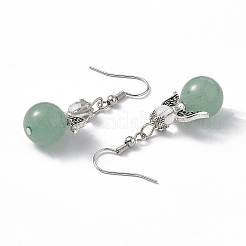 Orecchini pendenti con perline rotonde con pietre preziose&nbsp;EJEW-P220-01P