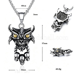 Collares con colgante de calavera de diablo de acero inoxidable 304 para Halloween para hombres&nbsp;WG53C55-01