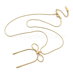 PVD-Vakuumbeschichtung 304 Edelstahl Bowknot Anhänger Runde Schlangenkette Halsketten für Frauen&nbsp;NJEW-Z044-10G