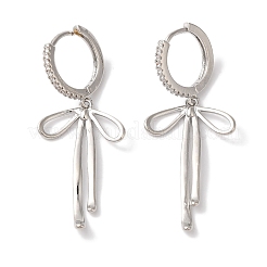 Pendientes de aro de circonita cúbica transparente con micro pavé de latón y lazo para mujer&nbsp;EJEW-A110-02P
