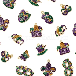 20 Stück 10 Stile Karneval/Mardi Gras Thema Legierung Emaille & Glitter Pulver Anhänger&nbsp;ENAM-FS0002-55