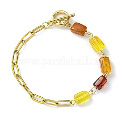 Bracelets à maillons en perles d'ambre naturel rectangulaires&nbsp;BJEW-JB13765