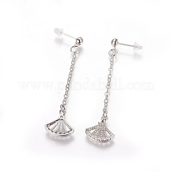 Clous d'oreilles en laiton avec zircon cubique&nbsp;EJEW-J097-F01-P