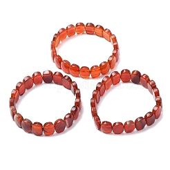 Bracelets extensibles en perles de cornaline naturelle teintées et chauffées&nbsp;BJEW-K251-07O