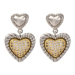 Boucles d'oreilles en laiton micro pave zircone cubique transparente&nbsp;EJEW-D322-01P