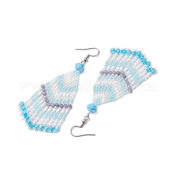 Orecchini pendenti da donna con nappe con perline e semi di vetro&nbsp;EJEW-MZ00202