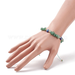 Chip di avventurina verde naturale e braccialetto di perline intrecciate in resina malocchio&nbsp;BJEW-JB08495-07