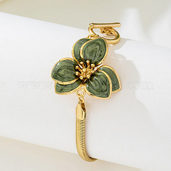 Sommer Strand Legierung gelb grün Emaille Blume flache Schlange Kette Fußkettchen für Frauen&nbsp;FS-WGA3212-01