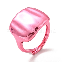 Anillo ajustable de sello rectangular de latón para mujer&nbsp;RJEW-G254-01C