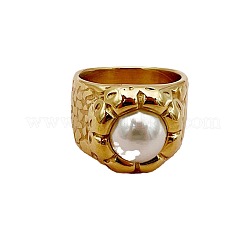 Fingerringe aus Edelstahl 304 mit Imitationsperlen&nbsp;FS-WGE143D-01