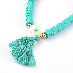 Bracciali elasticizzati fatti a mano in perle di argilla polimerica&nbsp;BJEW-JB05079-01