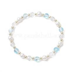 5 bracciale elastico in pietra di luna sintetica&nbsp;BJEW-JB11856