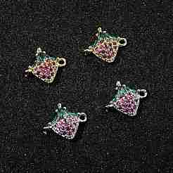 4 ciondolo a forma di frutta con zirconi cubici in ottone bicolore&nbsp;KK-FS0001-73B