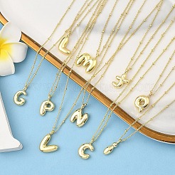 Collier avec pendentif en laiton avec lettre initiale 1 pièce&nbsp;NJEW-YW0001-24E