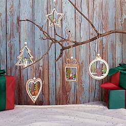 10 pz 5 ornamenti da appendere in legno in stile&nbsp;sgWOOD-SZ0004-04