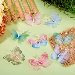 32 stücke 8 arten tuch schmetterling mit imitation perle ornament zubehör&nbsp;DIY-TA0014-29