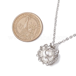 Collane con ciondolo a forma di sacchetto macramè di perle rotonde&nbsp;NJEW-JN04955-02