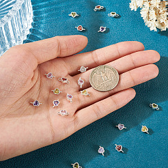 28 Stück 7 Farben Messing Pavé Zirkonia Herz Glieder Verbinder Charms&nbsp;KK-TA0003-47