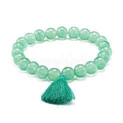 Ensemble de bracelets extensibles de perles rondes de jade de malaisie naturel teint&nbsp;BJEW-JB06956