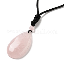 Collier pendentif en quartz rose naturel avec cordon en nylon pour femme&nbsp;NJEW-L464-A05