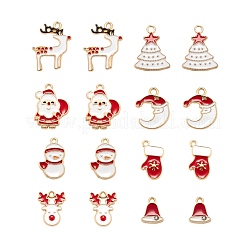 64 pièces 8 style or clair thème de noël alliage pendentifs en émail&nbsp;ENAM-LS0001-56