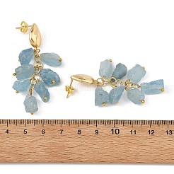 Orecchini pendenti a perno in ottone con perline di acquamarina naturale grezza.&nbsp;EJEW-JE07474-01