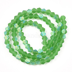 Imitez des brins de perles en verre givré bicône en cristal autrichien&nbsp;LS-EGLA-A039-T6mm-MB03
