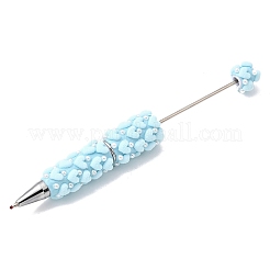 Stylo à bille en alliage floqué en forme de cœur et imitation perle en plastique&nbsp;OFST-D303-03P-02