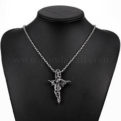Colliers avec pendentif tête de mort en acier inoxydable chirurgical 316L style rock punk pour hommes&nbsp;NJEW-BB01295
