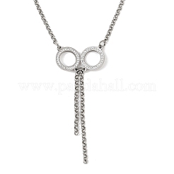 Collane con catena rolo con ciondolo a doppio anello in acciaio inossidabile 304 con strass di cristallo&nbsp;NJEW-JN05313