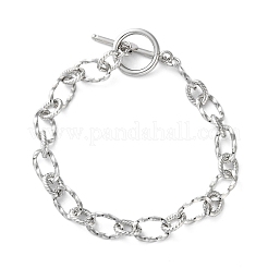 Bracelets à maillons ovales torsadés en acier inoxydable 304 pour femmes&nbsp;BJEW-A036-09P