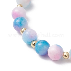 Bracelets à breloques en verre fleuri et perles de jade persan teintées naturelles pour femmes&nbsp;BJEW-JB12695-02
