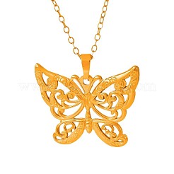 Colliers avec pendentif papillon creux en acier inoxydable 304 pour femmes&nbsp;ZP3082-2