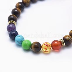 Tigre naturel bracelets tressés oeil de perles&nbsp;BJEW-F276-G02