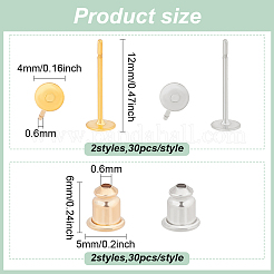 60 paio di orecchini a bottone in ottone bicolore&nbsp;KK-BC0013-24
