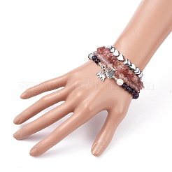 4pcs ensembles de bracelets extensibles en pierres précieuses naturelles et synthétiques&nbsp;BJEW-JB08946