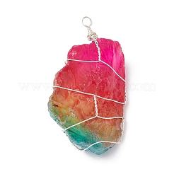 Gros pendentifs enveloppés de fil de cuivre de quartz naturel brut brut galvanisé&nbsp;PALLOY-JF02283-02