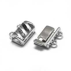 Anlaufgeschützte rhodinierte 925 Sterling Silber Kastenverschlüsse&nbsp;STER-L057-016P