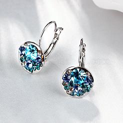 Piatto rotondo di latta lega strass ceco gli orecchini Leverback&nbsp;EJEW-BB02101-B-2P