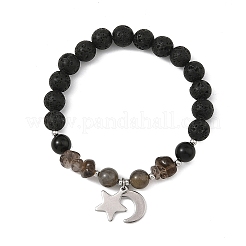 Braccialetti elasticizzati rotondi da 8.5 mm con perline di quarzo fumé naturale&nbsp;BJEW-JB14299