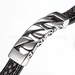 Intrecciato pu pelle bracciali cordone degli uomini&nbsp;BJEW-H559-08B