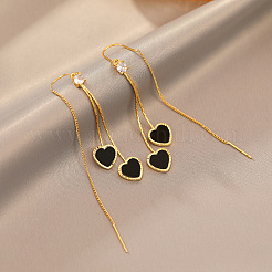 Boucles d'oreilles pendantes en laiton et acrylique en forme de cœur pour femmes&nbsp;WGB9E13-01
