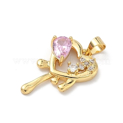Pendentifs avec zircon cubiques à micro-pavés en laiton&nbsp;KK-H537-24C-G