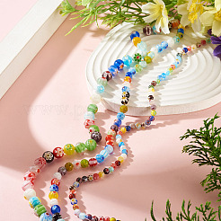 3 brin 3 styles de brins de perles rondes en verre millefiori faites à la main&nbsp;LAMP-TA0002-68