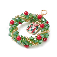 Pendentifs en perles de rocaille tissées à la main sur le thème de Noël&nbsp;PALLOY-JF02838