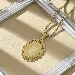 Colliers à chaîne ovale en acier inoxydable 201 avec pendentif vierge&nbsp;NJEW-H055-08G