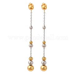 Boucles d'oreilles à pampilles rondes bicolores en acier inoxydable 304&nbsp;EJEW-A136-05A-GP