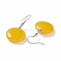 Boucles d'oreilles rondes plates en jade naturel&nbsp;EJEW-D188-03P-08