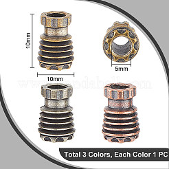 3 pz 3 colori ottone perline europee edc&nbsp;KK-UN0001-86